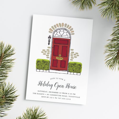 Red Door Holiday Open House Invitation