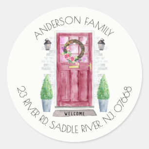 Red Door New Home Address Label Sticker