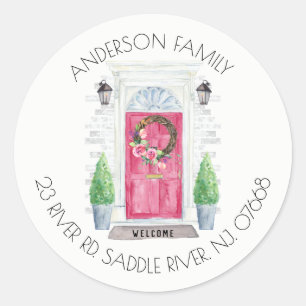 Red Door New Home Address Label Sticker