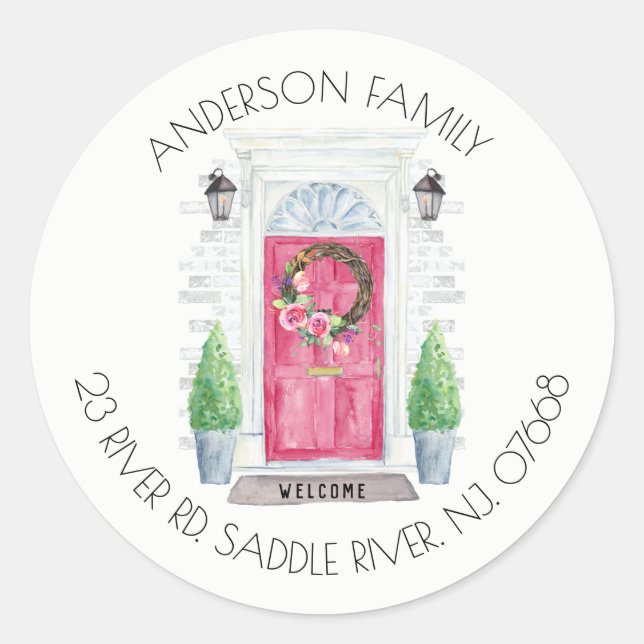 Red Door | New Home Address Label Sticker (Front)