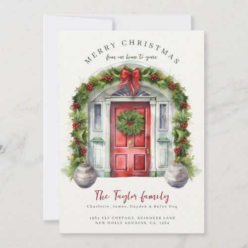 Red Door New Home Christmas Holiday Card