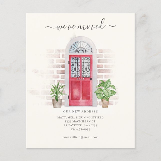 Red Door We've Moved Address Moving Announcement Flyer (Front)