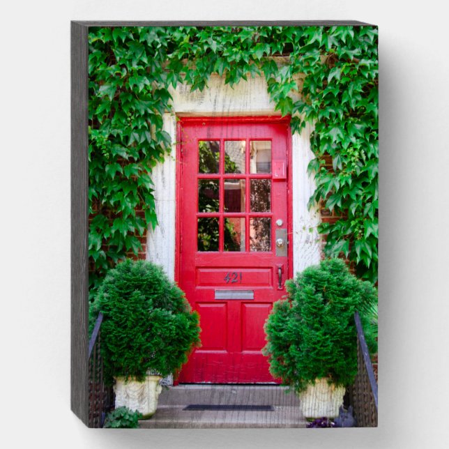 Red Door Wood Sign (Front Vertical)