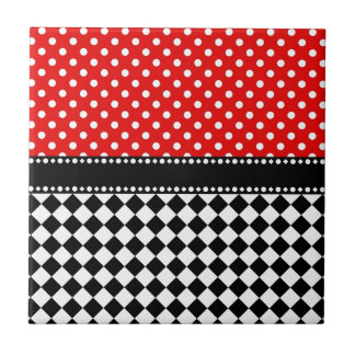 Red Dot Checkerboard Tile