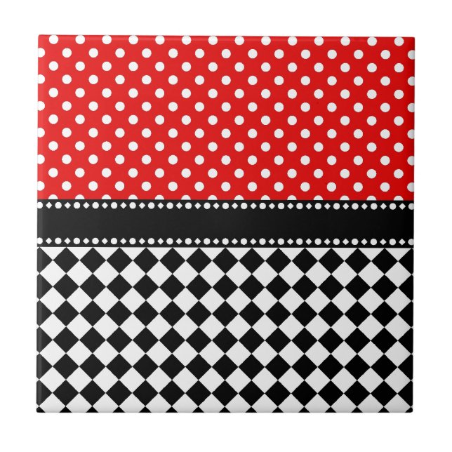 Red Dot Checkerboard Tile (Front)