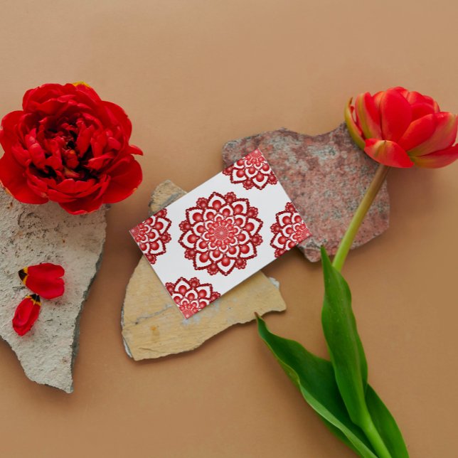 Red Dot Mandala Flower Happy Birthday Card (Creator Uploaded)