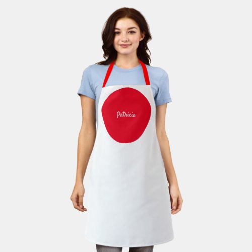 Red Dot Pattern Custom Name White Colorful Gift Apron