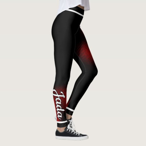 Red Dot Pattern with Name on BLACK or Your Col Leggings