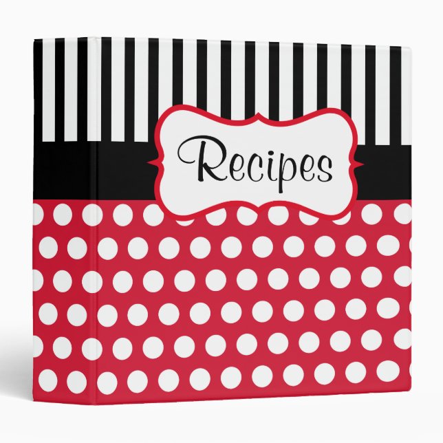 Red Dot Stripes Recipe Binder (Front/Spine)