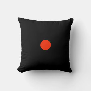 Red dot with black backgroud - geometric design throw pillow