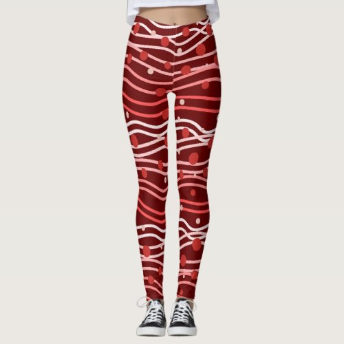 Red dots and waves leggings
