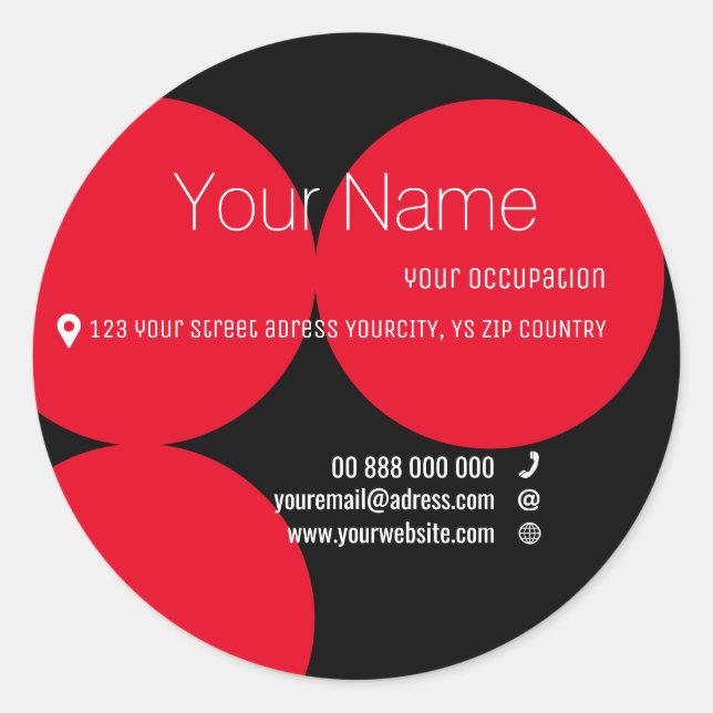 RED DOTS Collection Business Card Round Sticker (Front)