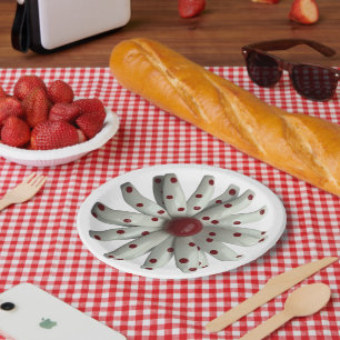 Red Dots Daisy Flower Floral Spring Summer Garden Paper Plates
