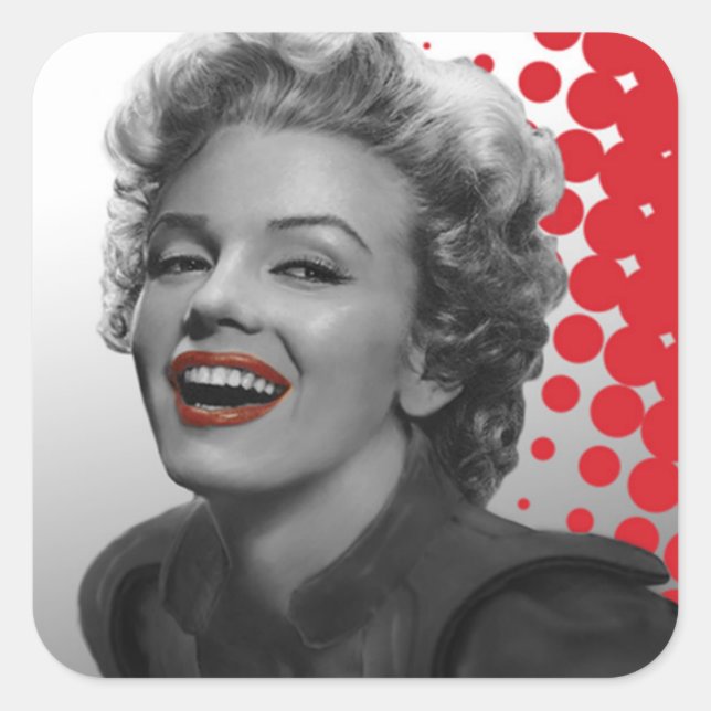 Red Dots Marilyn Square Sticker (Front)