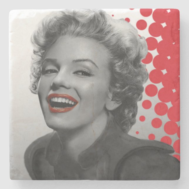Red Dots Marilyn Stone Coaster (Front)