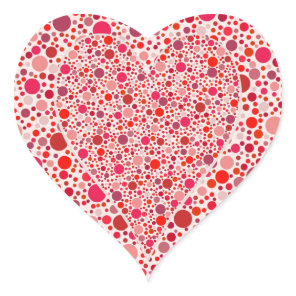 Red dots mosaic Heart Shape pink polka dots Heart Sticker