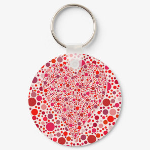 Red dots mosaic Heart Shape pink polka dots Keychain