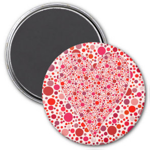 Red dots mosaic Heart Shape pink polka dots Magnet