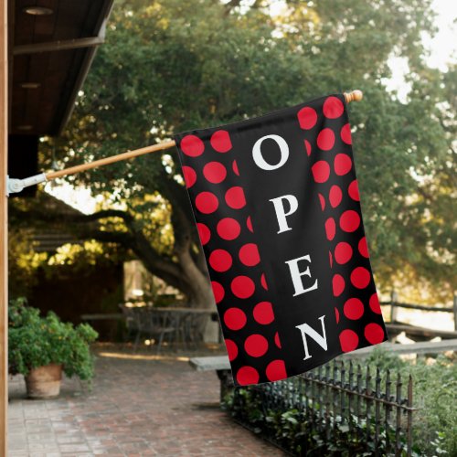 Red Dots Open Sign Flag