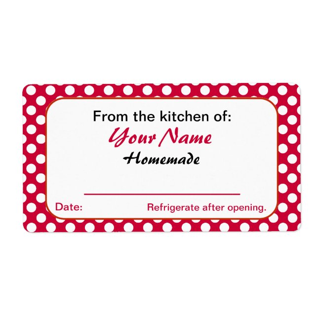 Red Dots Personalized From the Kitchen Of Labels (Front)