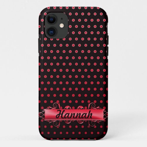 Red Dots with nameplate iPhone 11 Case