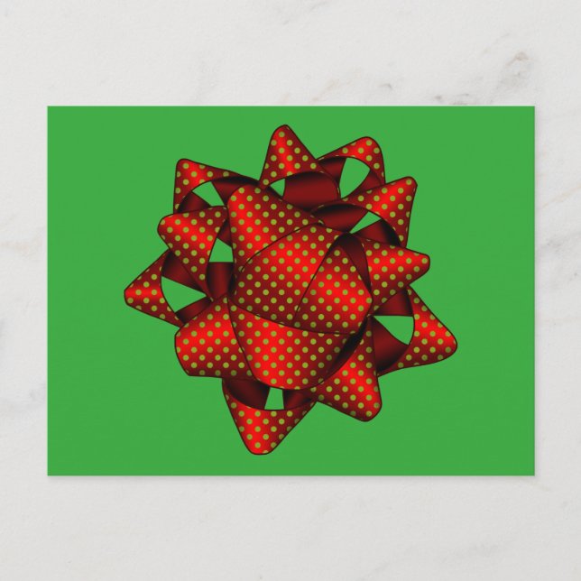 Red Dotted Christmas Bow Postcard (Front)