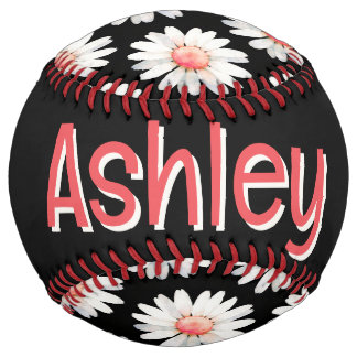 Red Dotted Daisy's (personalize) Softball