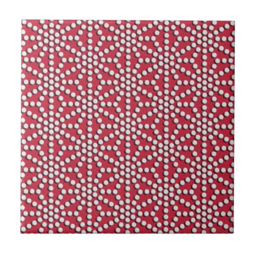 Red dotted Kamishimo japanese pattern Ceramic Tile