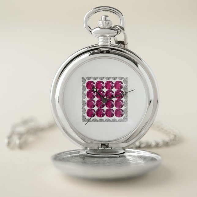 Red Dotted Pattern Pocket Watch (Inside)
