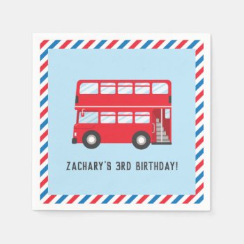 Red Double Deck London Bus Birthday Party Napkins by RustyDoodle at Zazzle