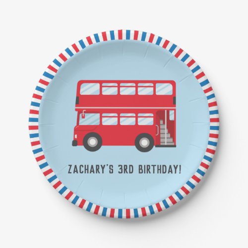 Red Double Deck London Bus Birthday Party Supplies Paper Plates
