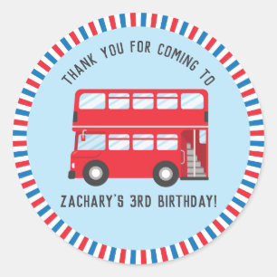 Red Double Deck London Bus Thank You Stickers