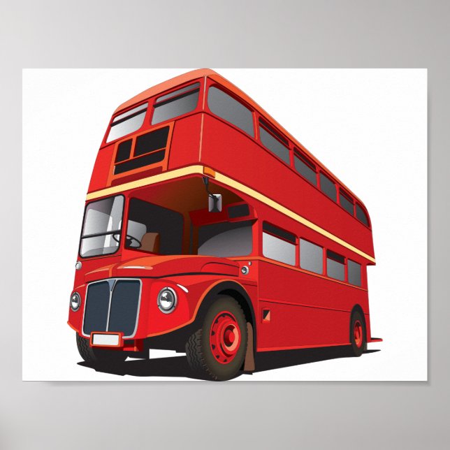 Red Double Decker Bus Classic London Transport Poster (Front)