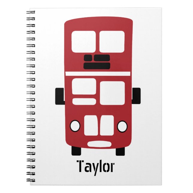 Red double decker bus custom notebook (Front)