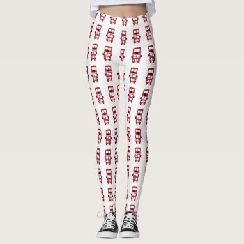 Red Double Decker Bus Design Leggings by ComicDaisy at Zazzle