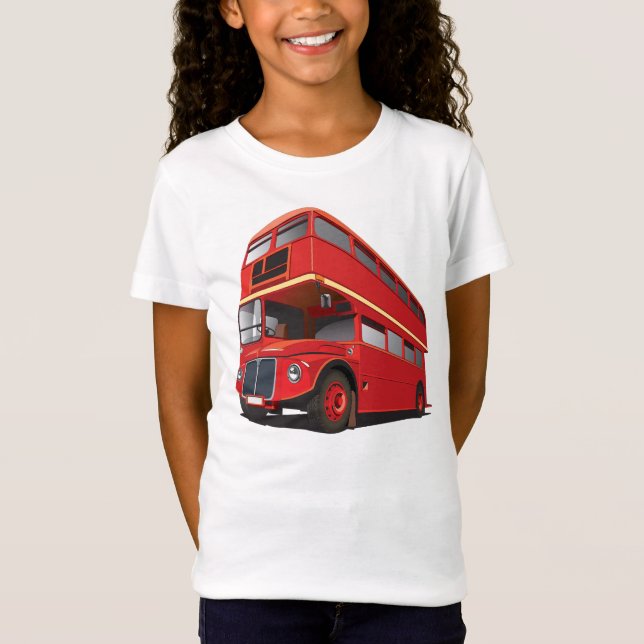 Red Double Decker Bus Girls T-Shirt (Front)