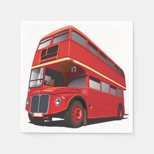 Red Double Decker Bus Paper Napkins