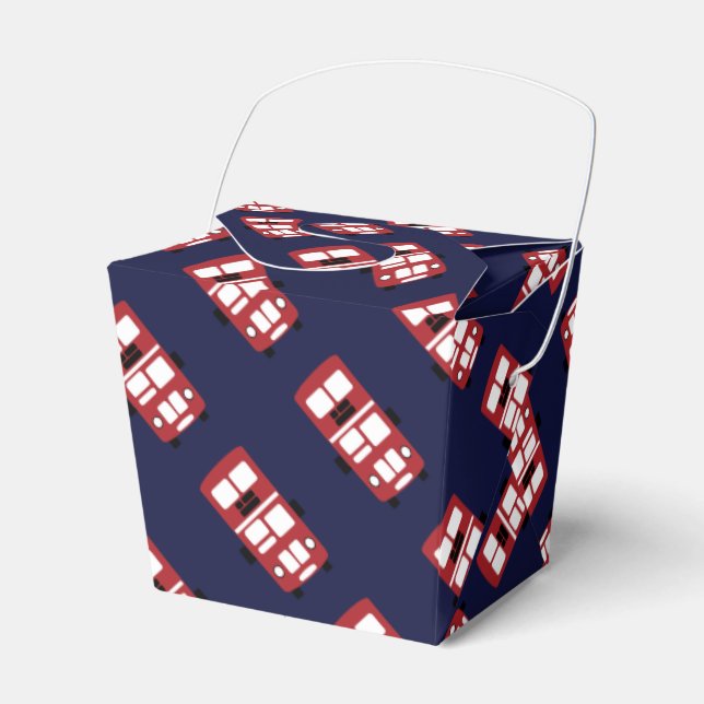 Red double-decker bus party favor box (Front Side)