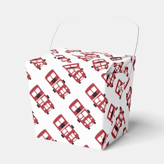 Red double-decker bus party favor box (Front Side)
