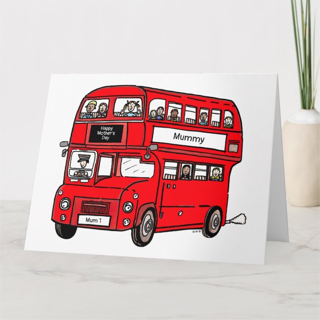 Red Double Decker London Bus Mother's Day Card (Front)