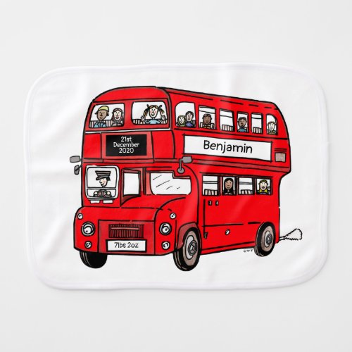 Red Double Decker London Bus Newborn Gift Baby Burp Cloth