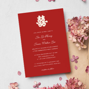 RED Double Happiness Chinese calligraphy asian Invitation