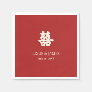 Red Double Happiness Chinese calligraphy asian   N Napkins