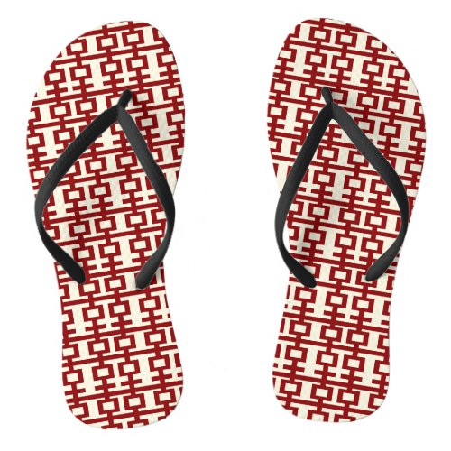 Red Double Happiness Chinese Wedding Flip Flops