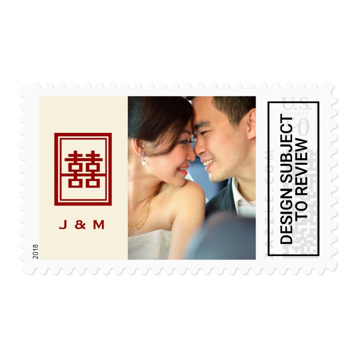 red double happiness chinese wedding monogram postage zazzle com zazzle
