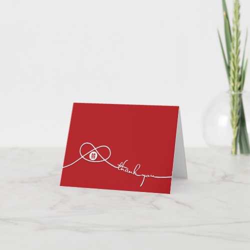 Red Double Happiness Knot Wedding Thank You Card