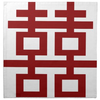 Red Double Happiness Symbol Chic Chinese Wedding Cloth Napkin by fat_fa_tin at Zazzle