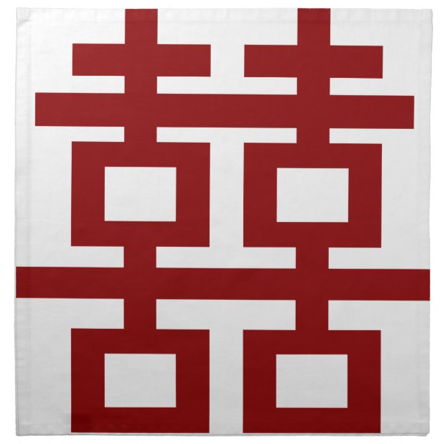 Red Double Happiness Symbol Chic Chinese Wedding Cloth Napkin (Front)