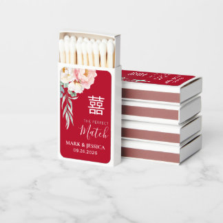 Red Double Happiness Wedding Peony Match Box