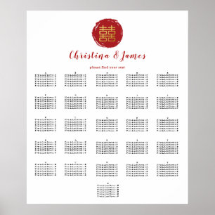 Red Double Happiness Wedding Seating Chart